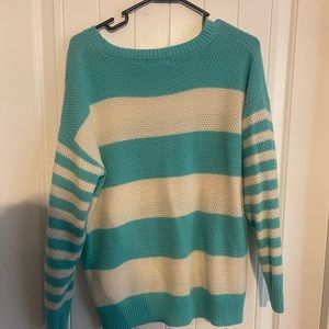 blue and white sweater